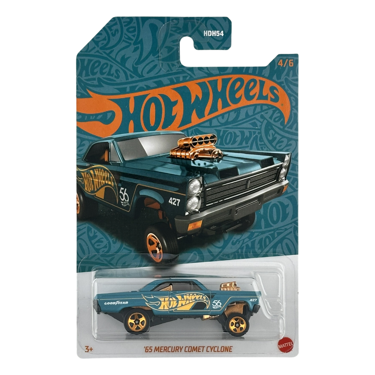 Hot Wheels '65 Mercury Comet Cyclone Pearl &amp; Chrome Coche fundido a presión del 56.º aniversario