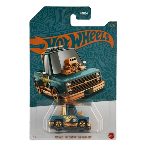Hot Wheels Toon'd '83 Chevy Silverado Pearl & Chrome 56th Anniversary Diecast Car