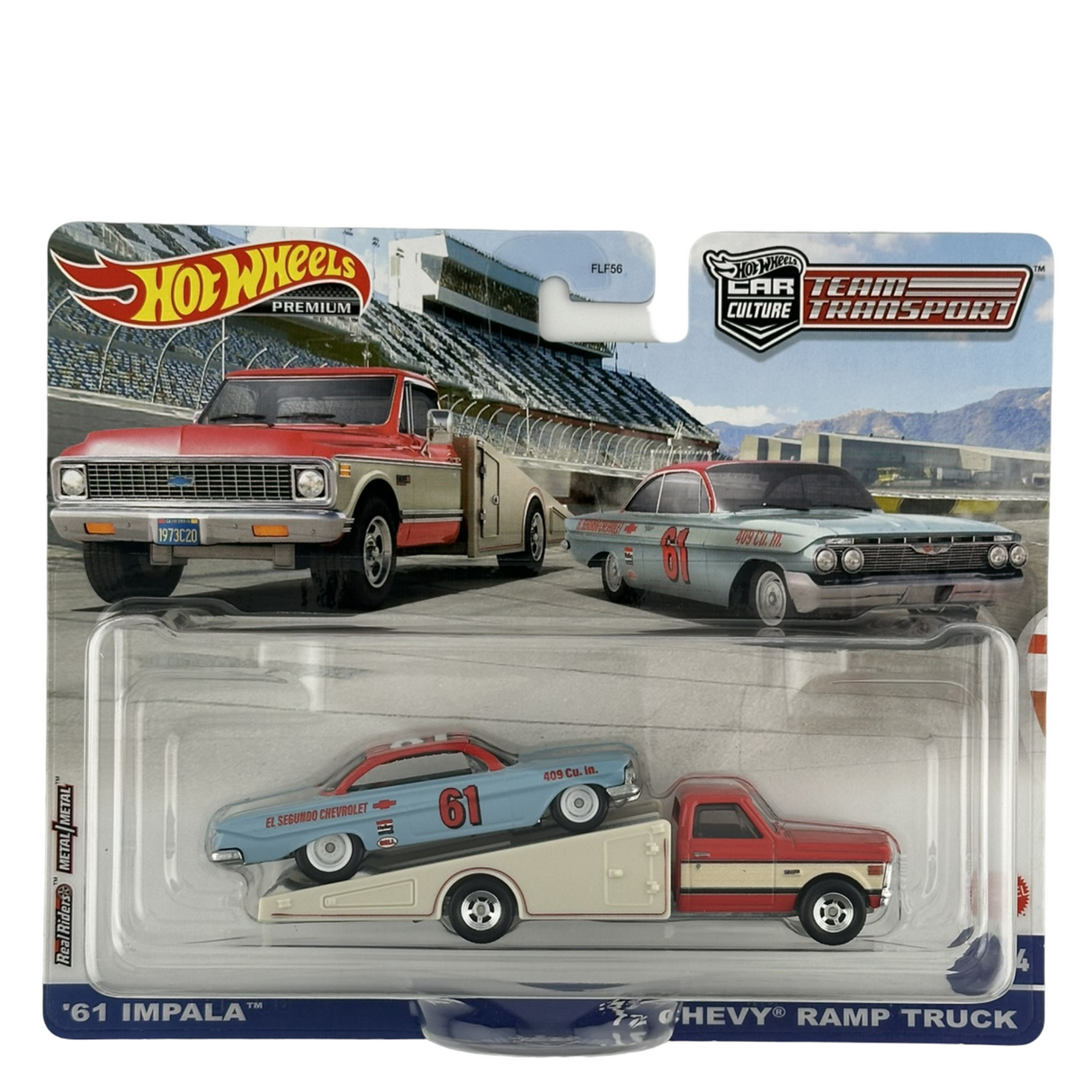 Hot Wheels '61 Impala y '72 Chevy Ramp Truck Juego de transporte del equipo