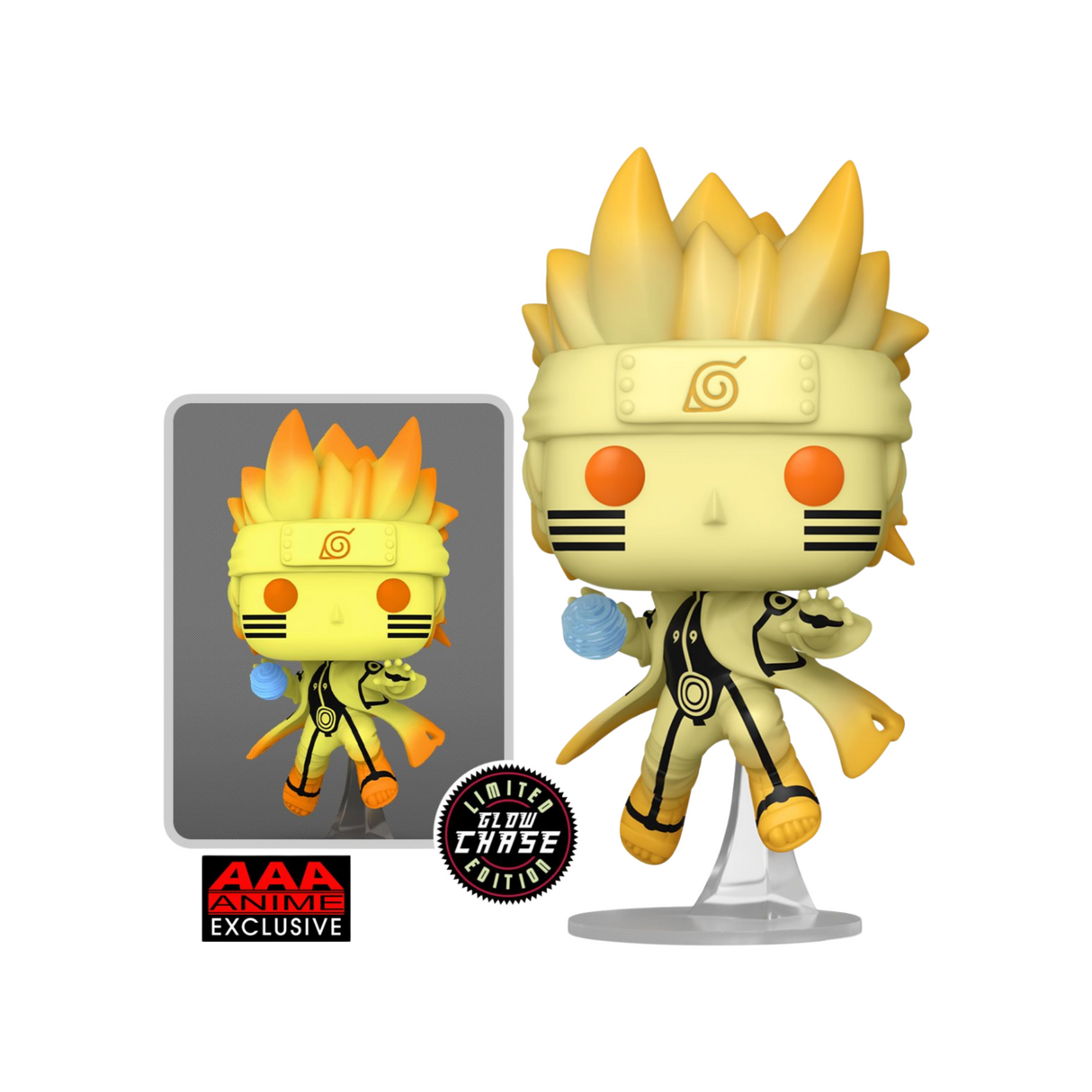 Naruto Shippuden: Naruto Uzumaki Kurama Link Mode Funko Pop! Animation Vinyl Figure #1465, Glows-in-the-dark, AAA Anime Exclusive, Chase