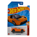 Hot Wheels Tesla Roadster entonces y ahora coche fundido a presión