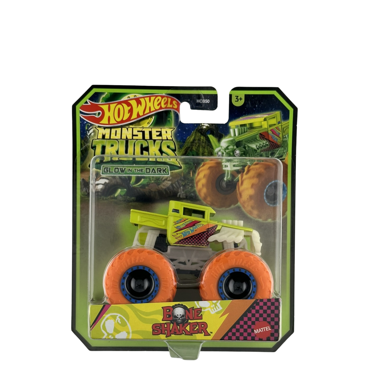 Hot Wheels Monster Trucks brillan en la oscuridad Bone Shaker