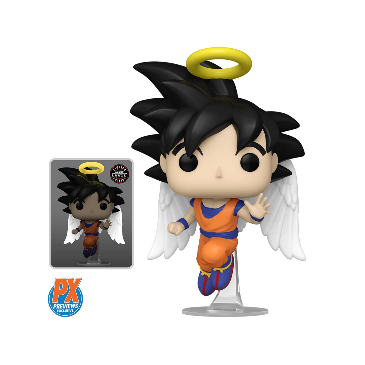 Dragon Ball Z: Goku con Alas Funko Pop! Figura de vinilo de animación n.° 1430, que brilla en la oscuridad, exclusiva de PX Previews, Chase