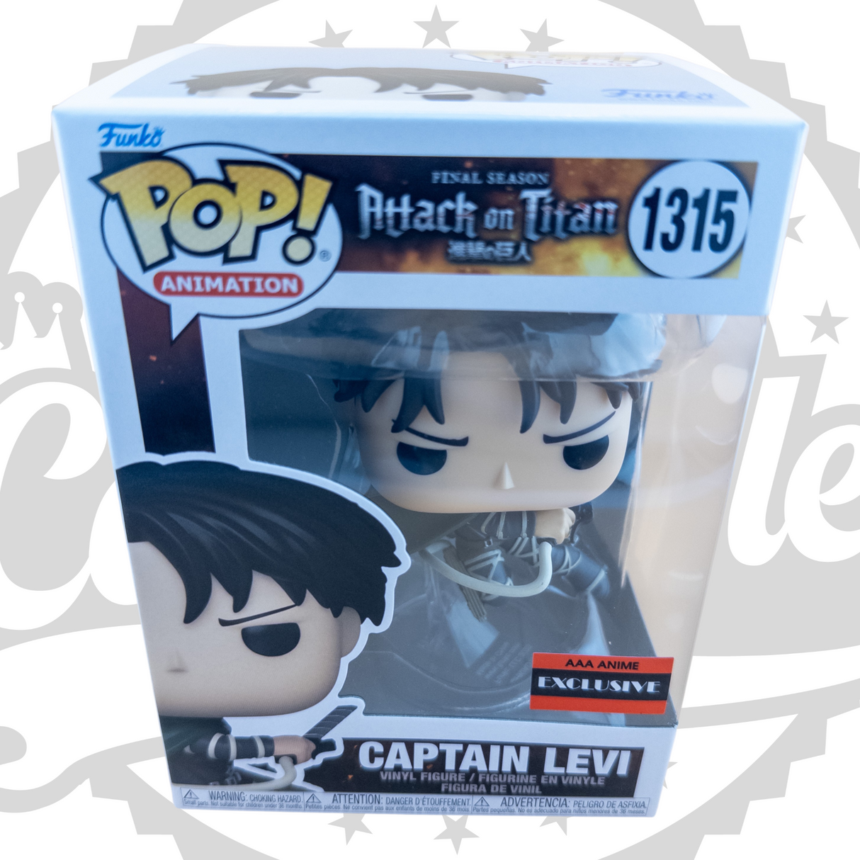 Ataque a los Titanes: Capitán Levi Ackerman Funko Pop! Figura de vinilo de animación n.° 1315, exclusiva AAA