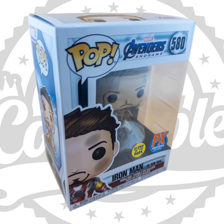 Vengadores Endgame: ¡Soy Iron Man Funko Pop! Figura de vinilo n.º 580, que brilla en la oscuridad, exclusivo de vistas previas de PX