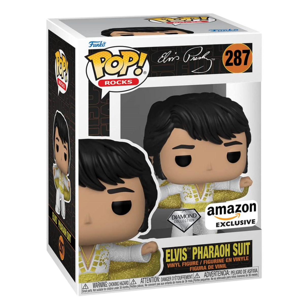 Elvis Presley Pharaoh Suit Funko POP! Rocks Vinyl Figure #287, Diamond, Amazon Exclusive