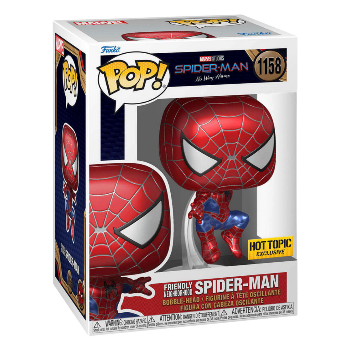 Spider-Man No Way Home: Friendly Neighborhood Spider-Man Funko POP! Vinyl Figure #1158, Metallic, Hot Topic Exclusive