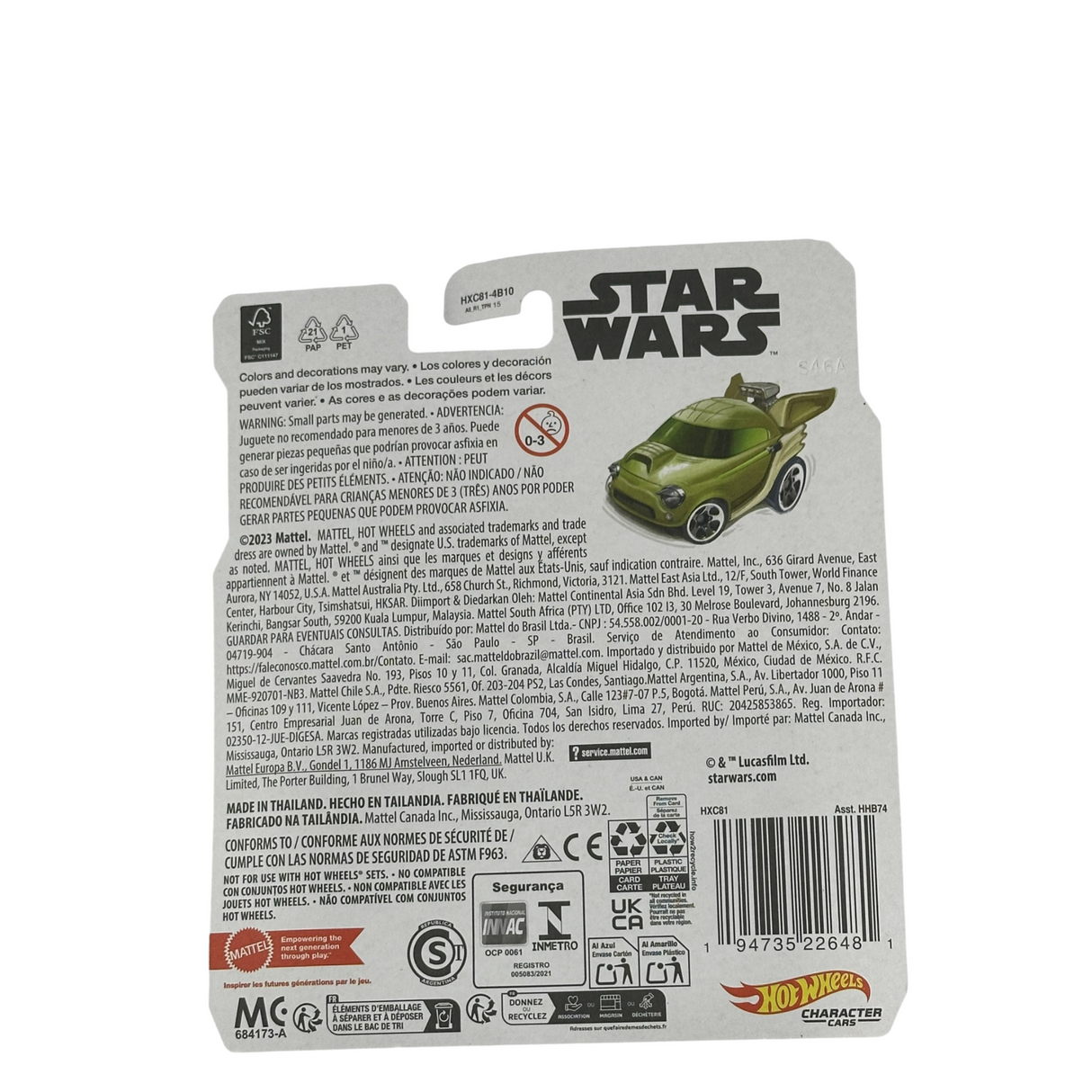 Hot Wheels Star Wars Yoda Character Car