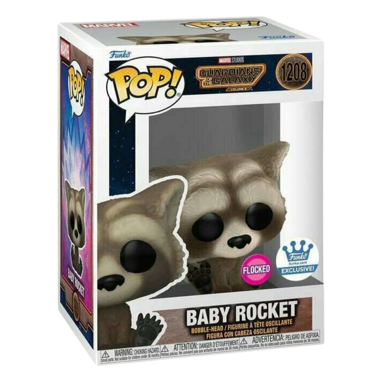 Guardianes de la Galaxia: ¡Baby Rocket flocado Funko POP! Figura de vinilo n.° 1208, exclusiva de la tienda Funko