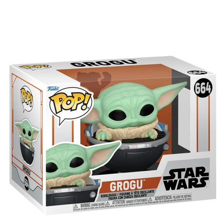 Star Wars: The Mandalorian: Grogu en Hover-Pram Funko Pop! Figura de vinilo #664