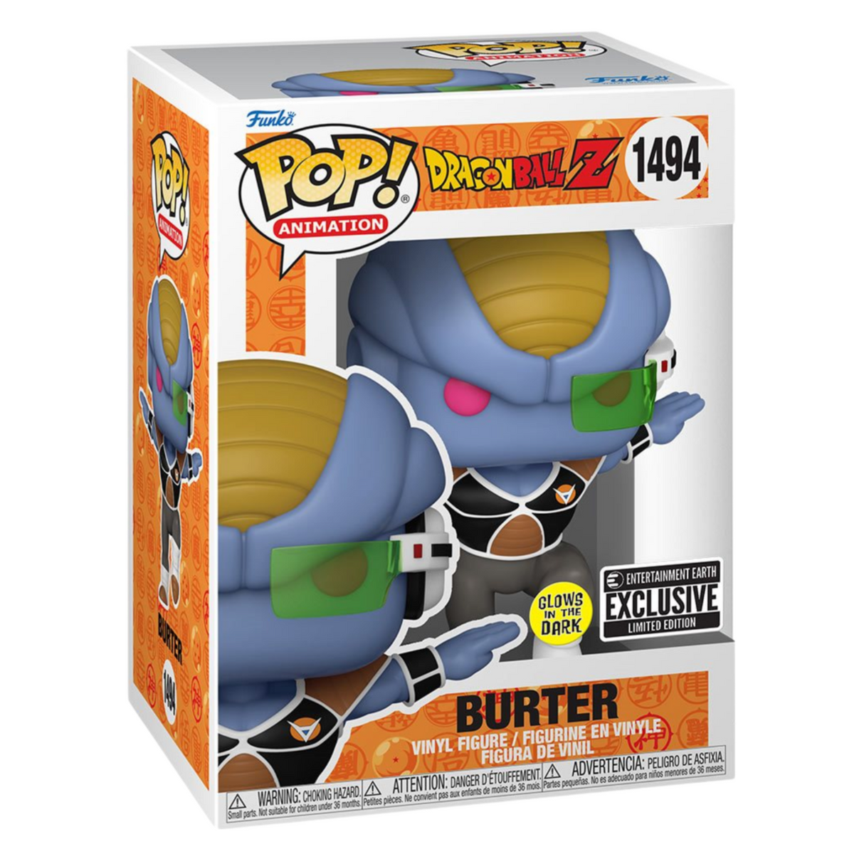 Dragon Ball Z: Burter Funko Pop! Figura de vinilo n.° 1494, que brilla en la oscuridad, exclusiva de Entertainment Earth