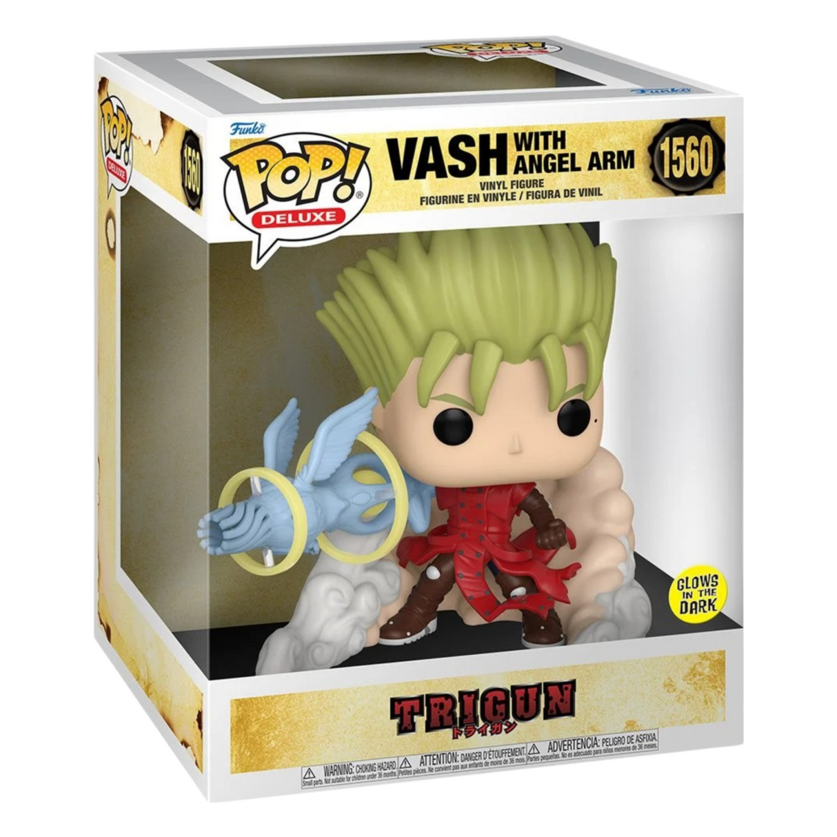 Trigun: Vash con brazo de ángel Funko Pop! Figura de vinilo de lujo n.° 1560, que brilla en la oscuridad