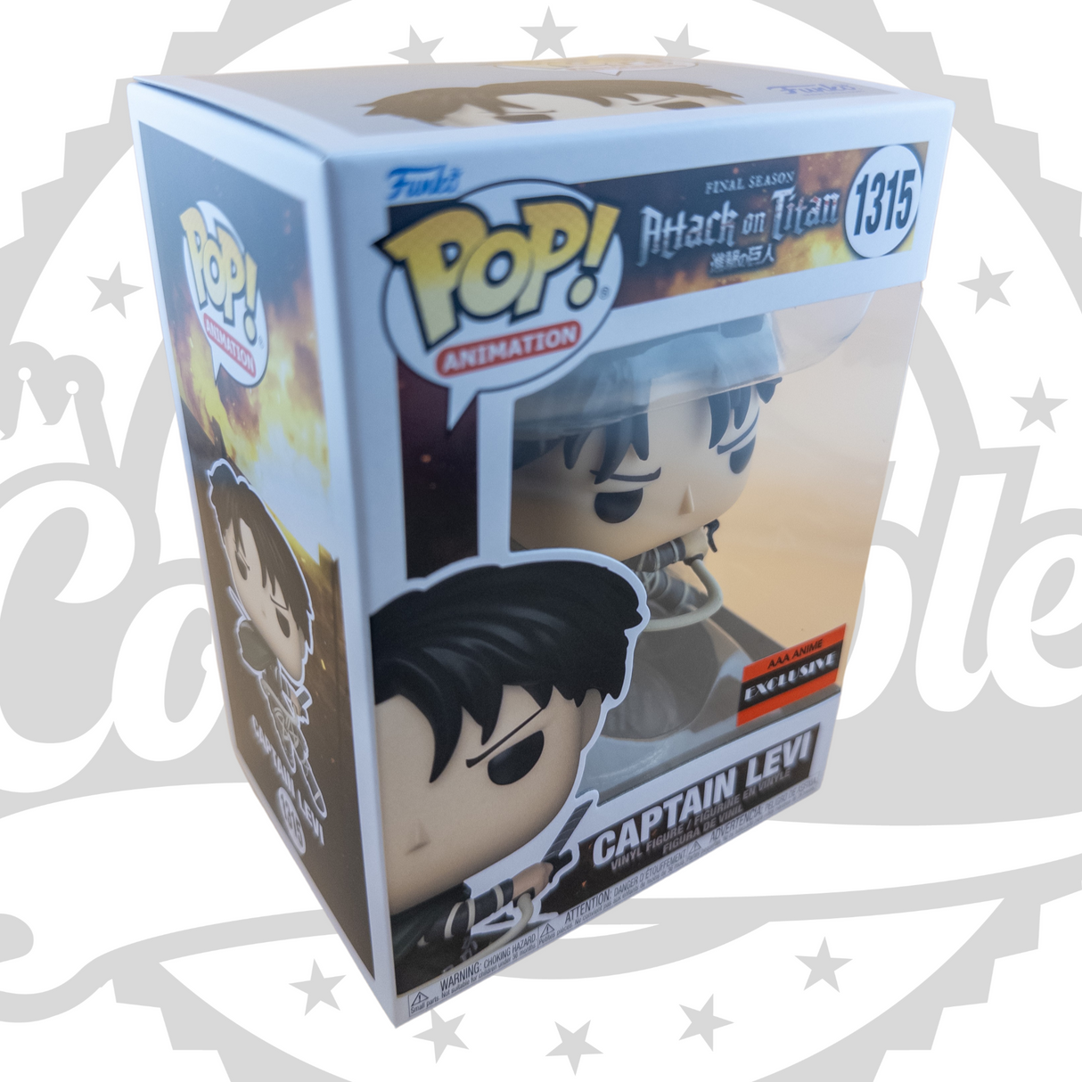 Ataque a los Titanes: Capitán Levi Ackerman Funko Pop! Figura de vinilo de animación n.° 1315, exclusiva AAA