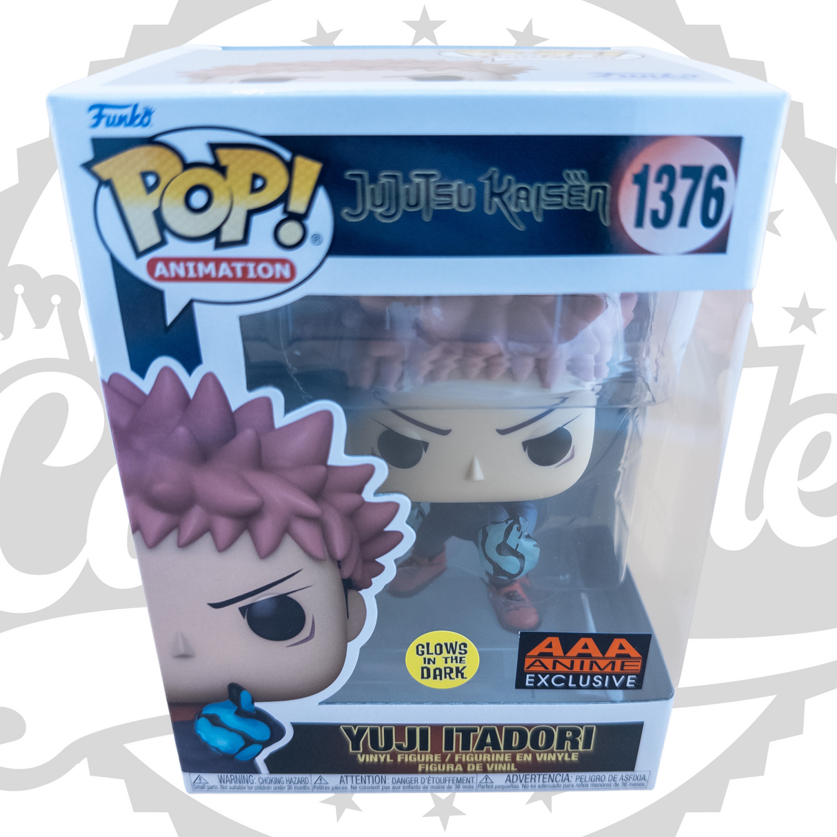 Jujutsu Kaisen: Yuji Itadori Puño Divergente Funko Pop! Figura de vinilo n.° 1376, que brilla en la oscuridad, exclusiva de anime AAA