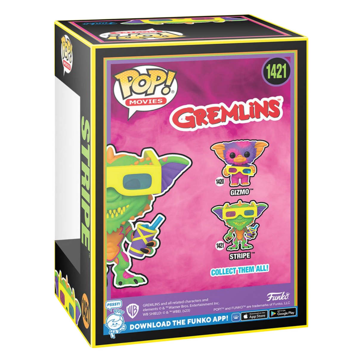 Gremlins: ¡Funko Pop a rayas! Figura de vinilo n.º 1421, luz negra, exclusiva de Entertainment Earth