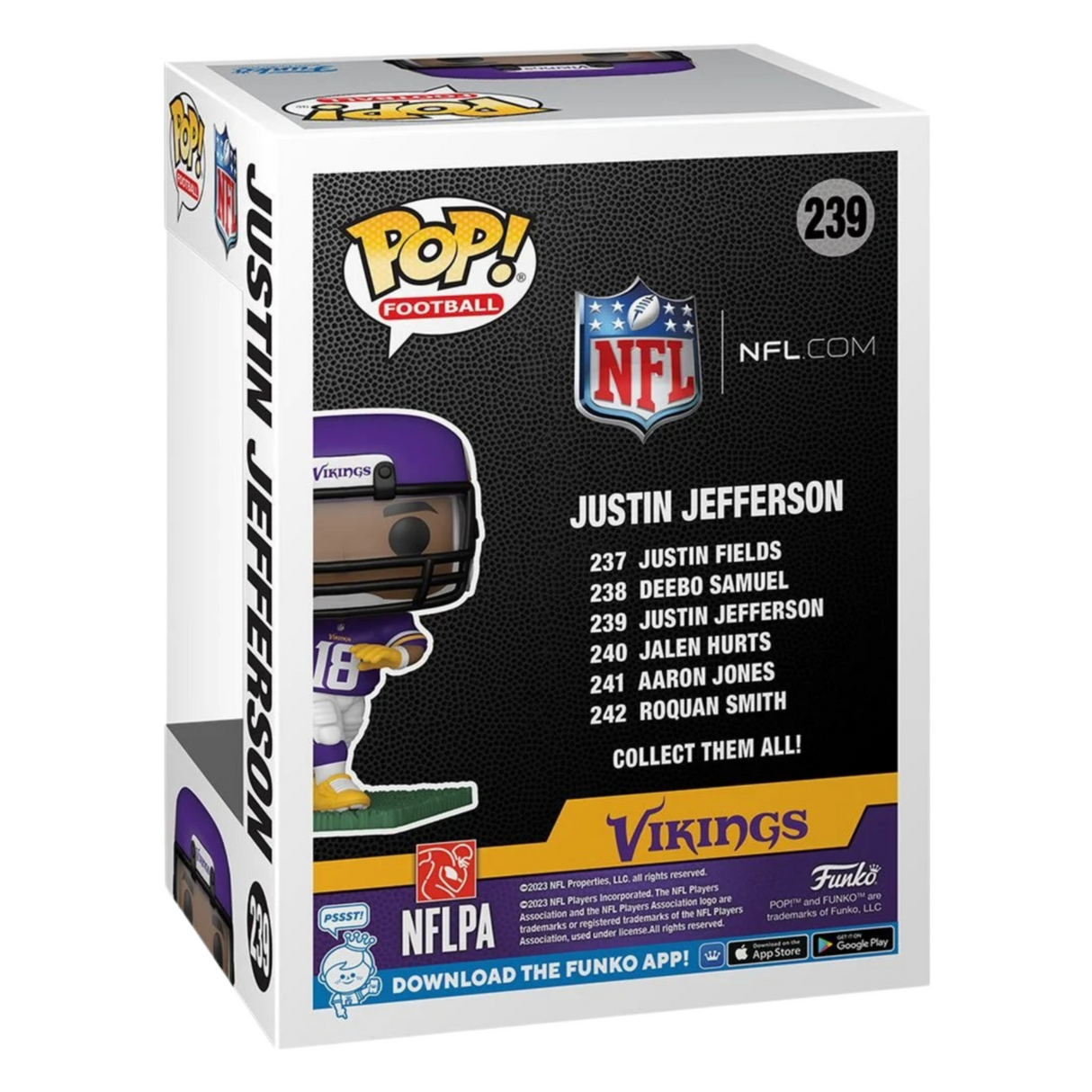 NFL: Vikingos de Minnesota: Justin Jefferson Funko Pop! Figura de vinilo de fútbol #239