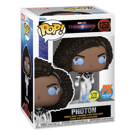 Las Maravillas: Fotón Funko Pop! Figura de vinilo n.º 1250, que brilla en la oscuridad, exclusiva de vistas previas de PX