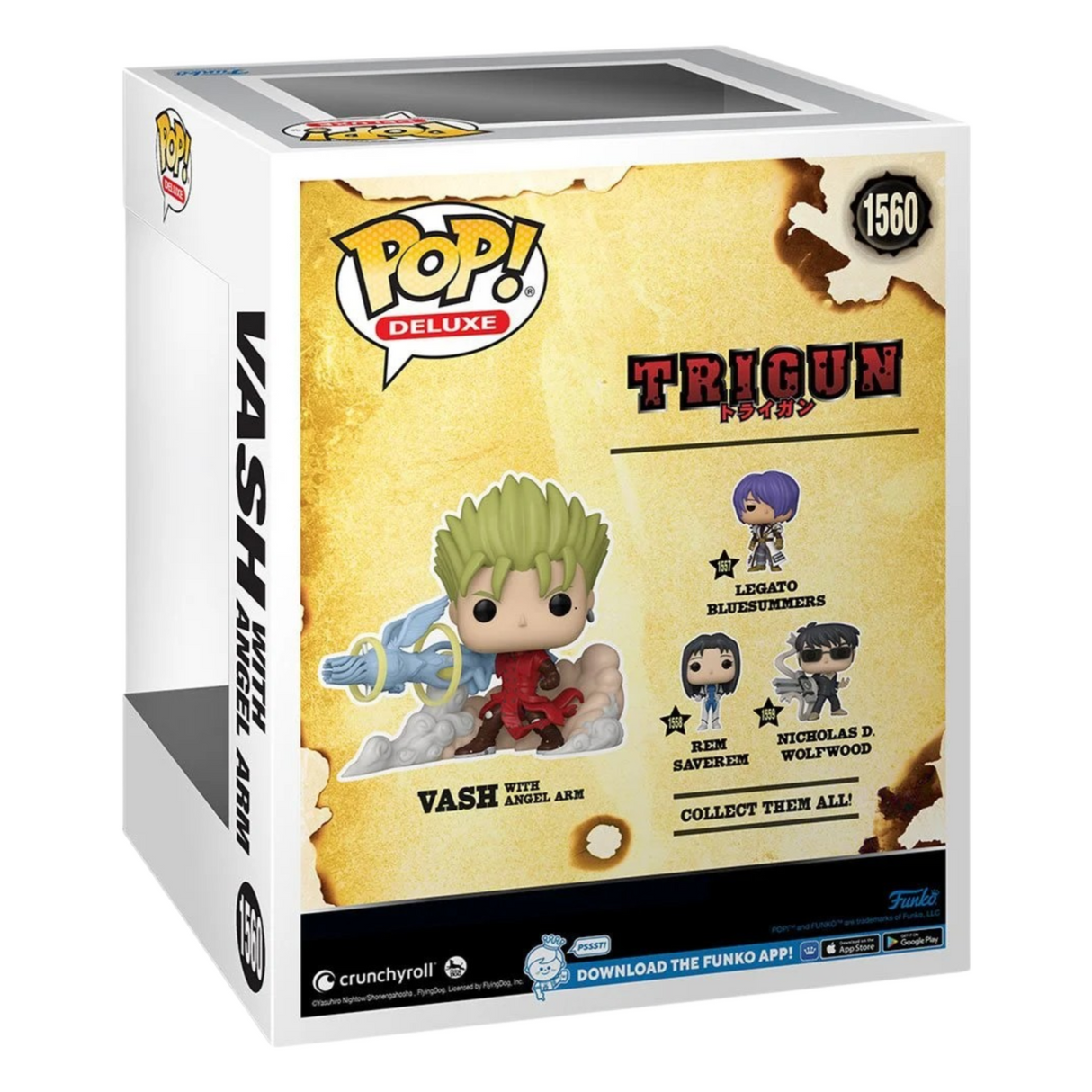 Trigun: Vash con brazo de ángel Funko Pop! Figura de vinilo de lujo n.° 1560, que brilla en la oscuridad