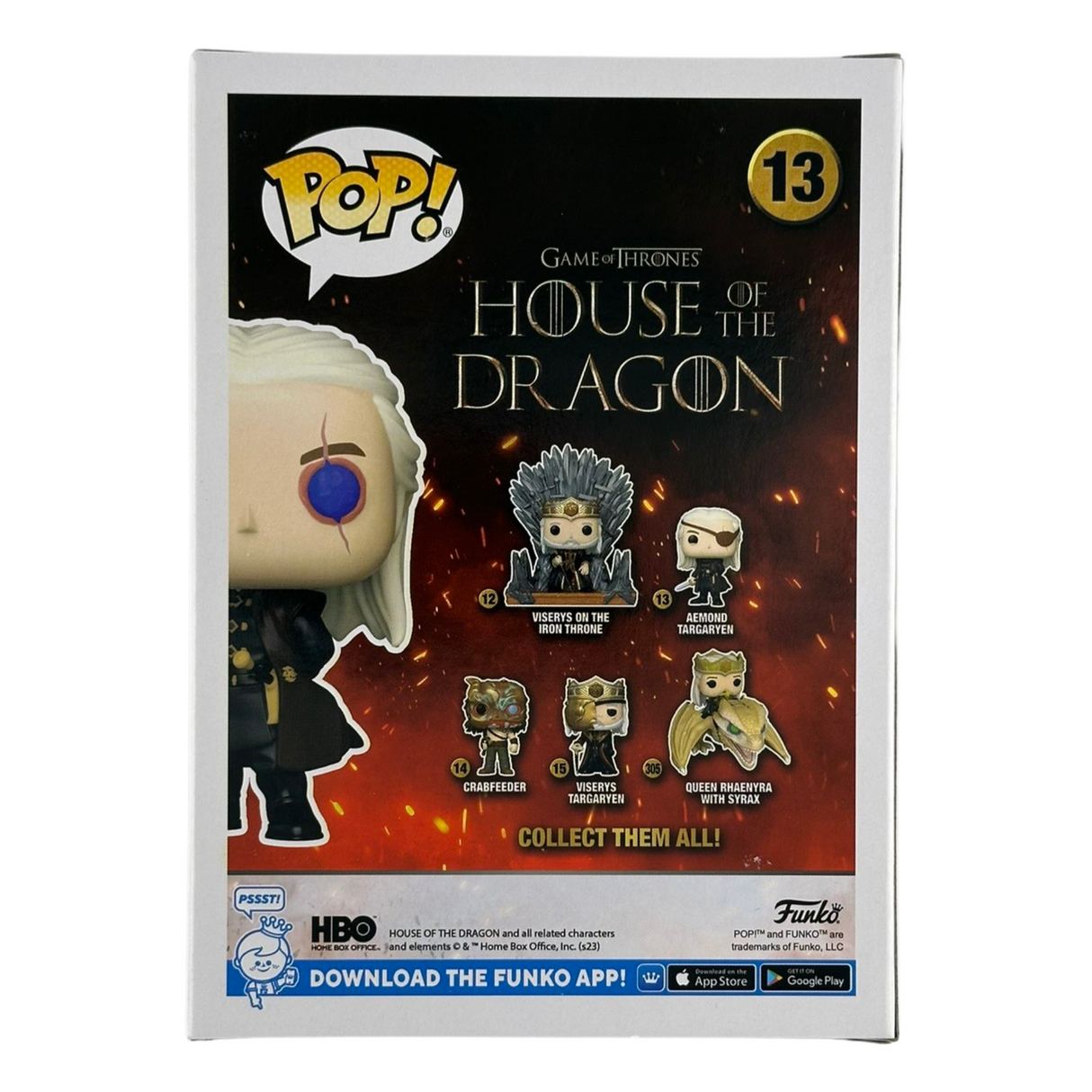 Game of Thrones: House of the Dragon: Day of the Dragon: Aemond Targaryen Funko Pop! Vinyl Figure #13, Glows-in-the-dark, Chase