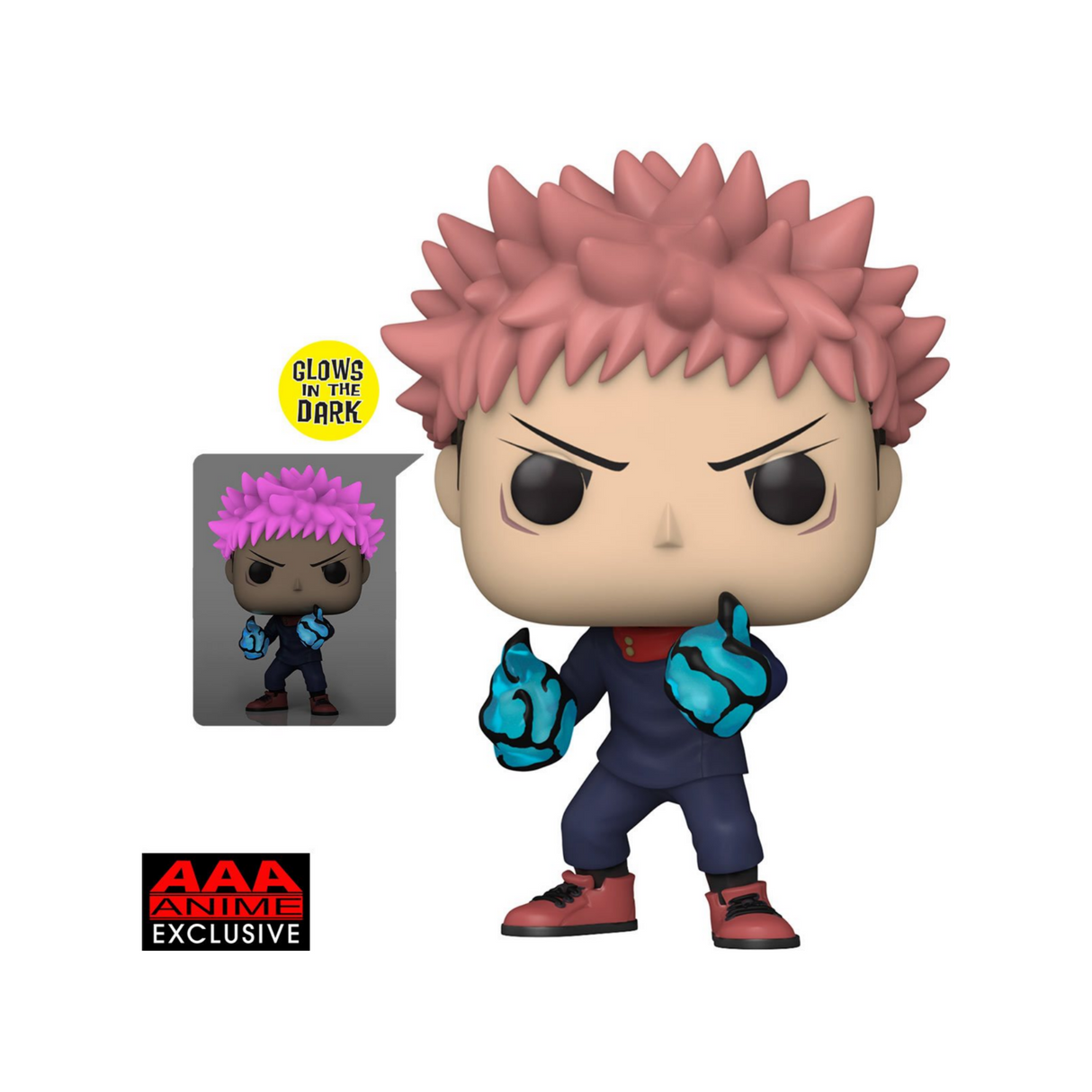 Jujutsu Kaisen Yuji Itadori Divergent Fist Funko Pop! Vinyl Figure #1376, Glows-in-the-dark, AAA Anime Exclusive