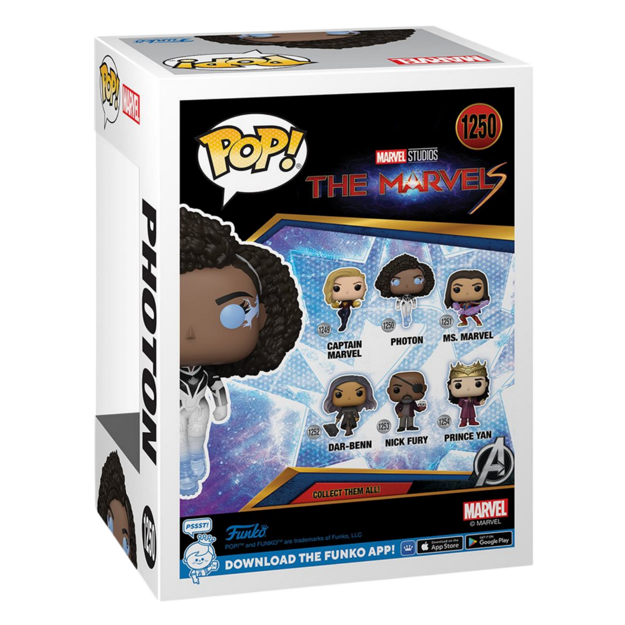 Las Maravillas: Fotón Funko Pop! Figura de vinilo n.º 1250, que brilla en la oscuridad, exclusiva de vistas previas de PX