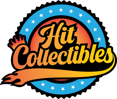 Hit Collectibles Logo, Hit over Collectibles with a crown on the C and Flame banner underlining Collectibles